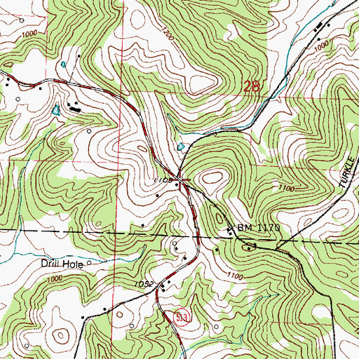 Topographic Map of Blooming Grove School (historical), OH