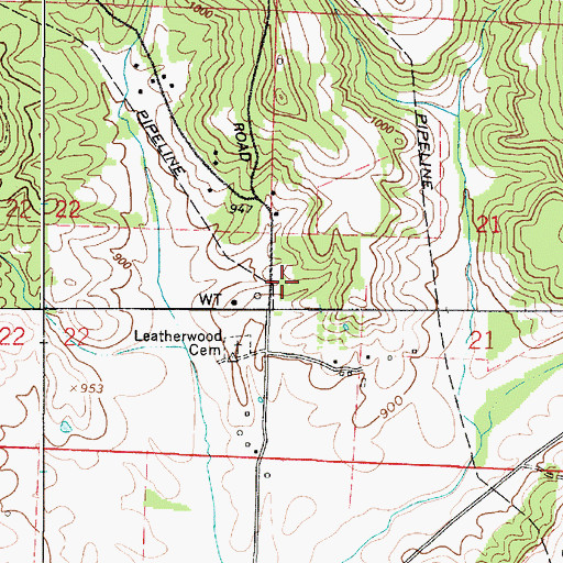 Topographic Map of Leatherwood School (historical), OH