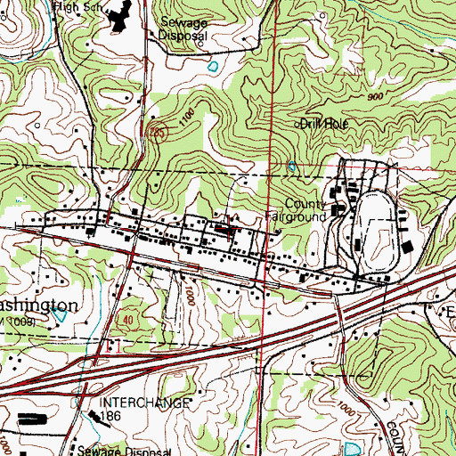Topographic Map of Buckeye Trail High School, OH