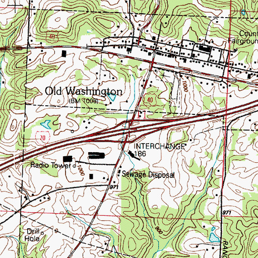 Topographic Map of Interchange 186, OH
