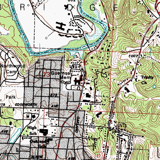 Topographic Map of Southeastern Ohio Regional Medical Center, OH