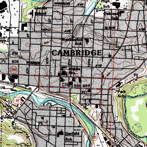 Topographic Map of Guernsey County Historical Museum, OH