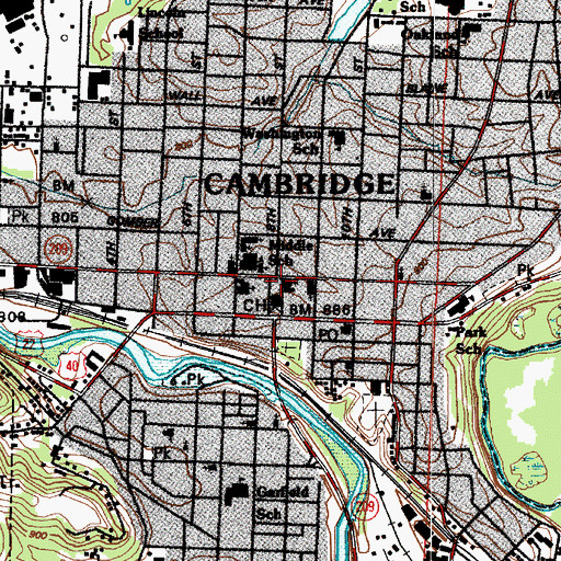 Topographic Map of Guernsey County Public Library, OH
