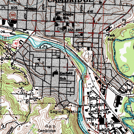 Topographic Map of Cambridge Glass Museum, OH