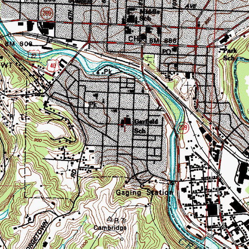 Topographic Map of Garfield Elementary School, OH