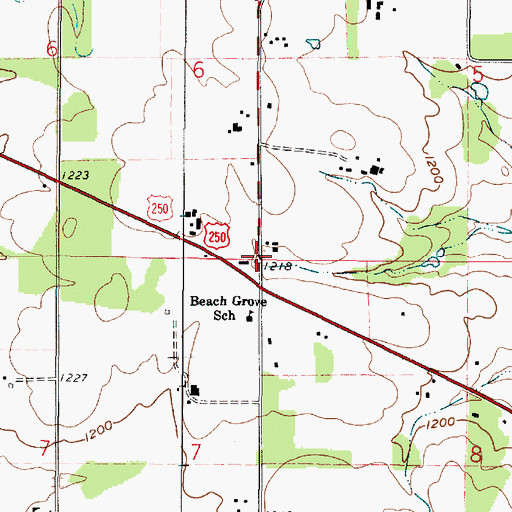 Topographic Map of Frogpond School (historical), OH