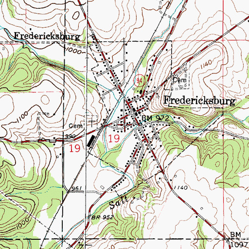 Topographic Map of Fredericksburg Elementary School, OH