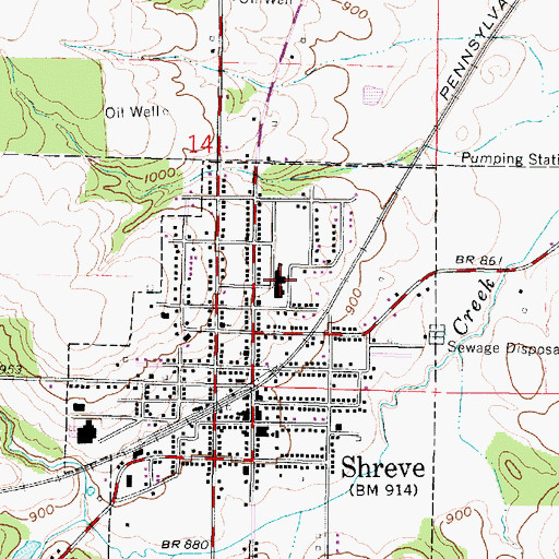 Topographic Map of Shreve Elementary School, OH