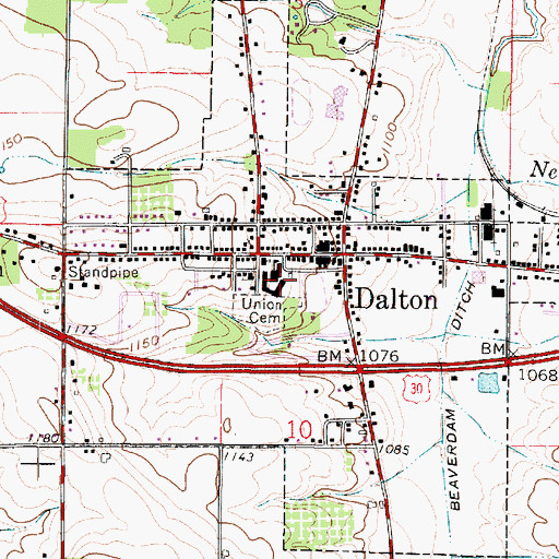 Topographic Map of Dalton Elementary School, OH