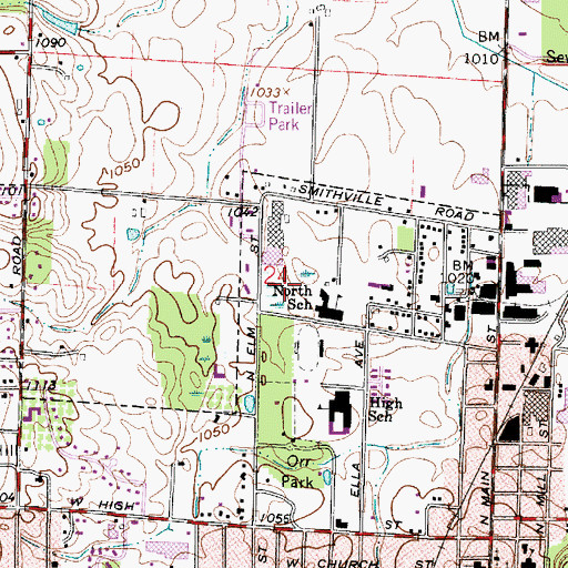 Topographic Map of Orrville Middle School, OH