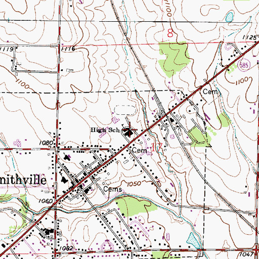 Topographic Map of Greene Middle School, OH