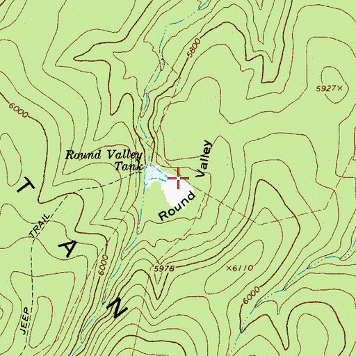 Topographic Map of Round Valley, AZ