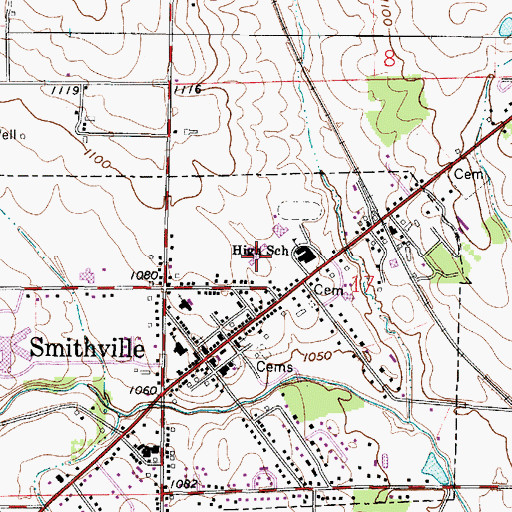 Topographic Map of Smithville High School, OH