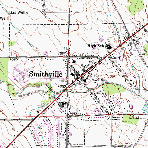 Topographic Map of Smithville Elementary School, OH