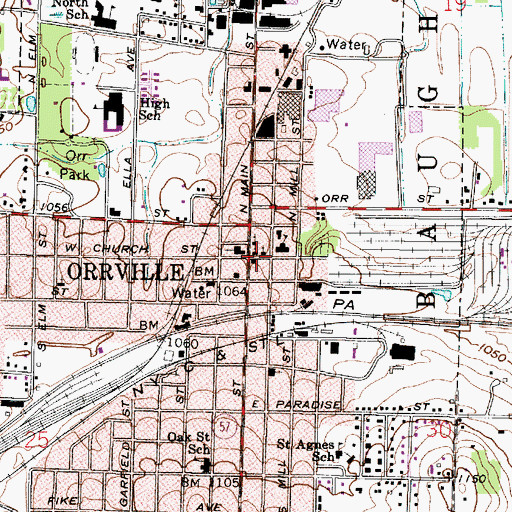 Topographic Map of Orrville Public Library, OH