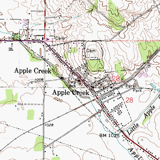 Topographic Map of Apple Creek Elementary School, OH