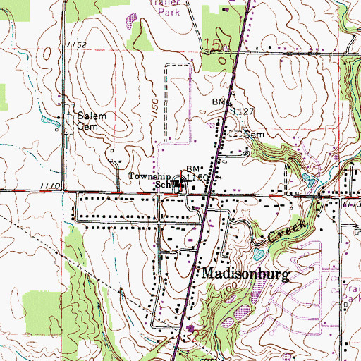 Topographic Map of Wayne Elementary School, OH