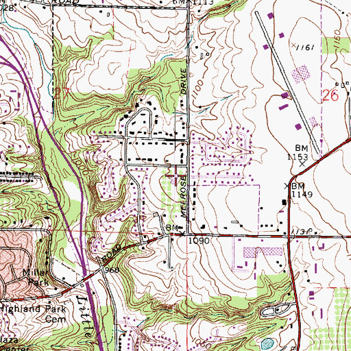 Topographic Map of Melrose Elementary School, OH