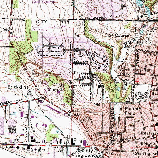 Topographic Map of Parkview Elementary School, OH