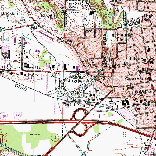Topographic Map of Wayne County Fairgrounds, OH