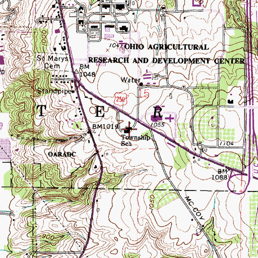 Topographic Map of Wooster Township Elementary School, OH