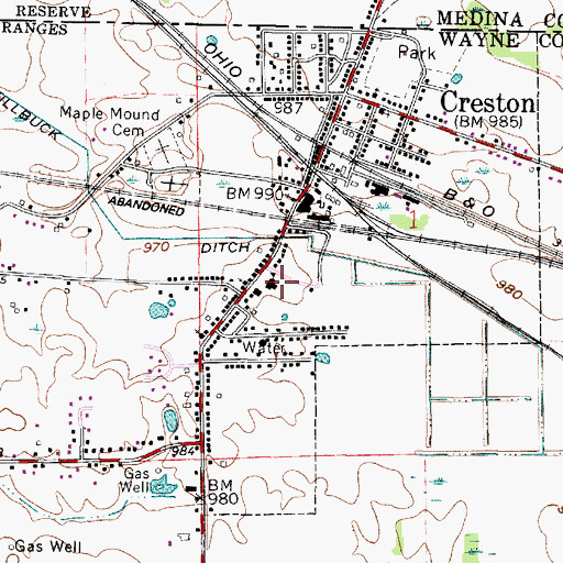 Topographic Map of Creston Middle School, OH