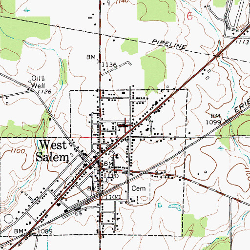 Topographic Map of West Salem Elementary School, OH