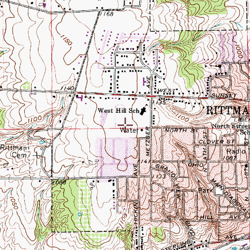Topographic Map of Rittman Middle School, OH