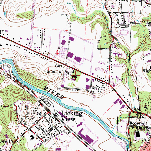 Topographic Map of Muskingum County Home, OH