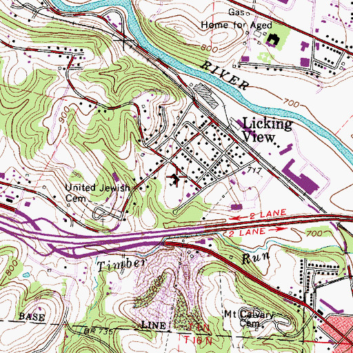 Topographic Map of Licking View School, OH