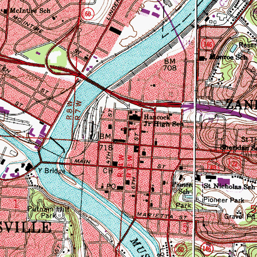 Topographic Map of Saint Thomas School, OH