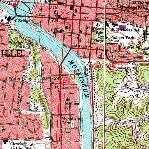 Topographic Map of Putnam Landing Park, OH