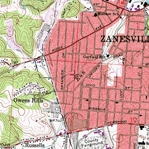 Topographic Map of Dixon Park, OH