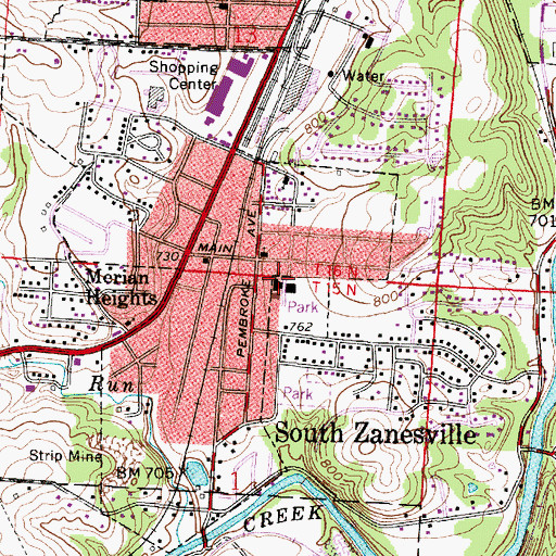 Topographic Map of South Zanesville Elementary School, OH
