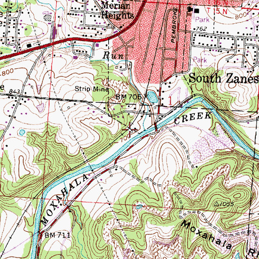 Topographic Map of Muskingum (historical), OH