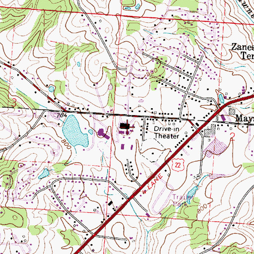 Topographic Map of Maysville Junior High School, OH