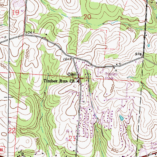Topographic Map of Timber Run Cemetery, OH