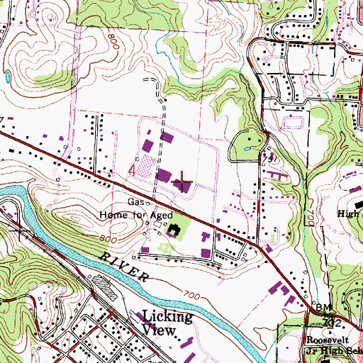 Topographic Map of Ohio University at Zanesville, OH