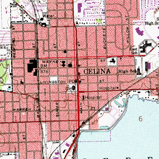 Topographic Map of Celina City Hall, OH