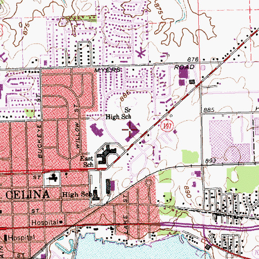 Topographic Map of Celina High School, OH