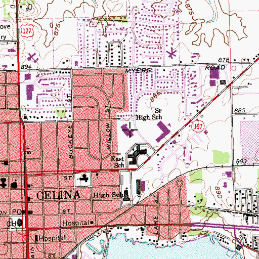 Topographic Map of Celina Middle School, OH