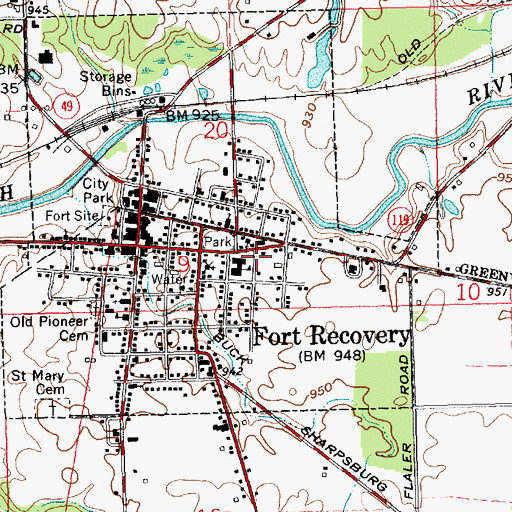 Topographic Map of Fort Recovery High School, OH