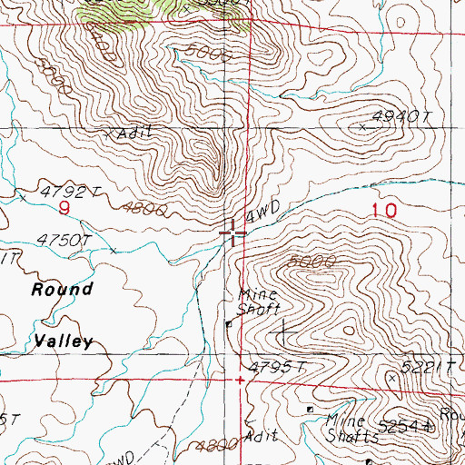 Topographic Map of Round Valley, AZ