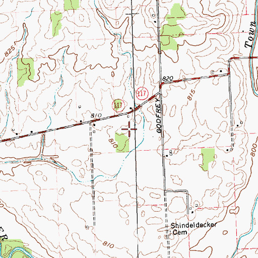 Topographic Map of Godfreys Reserve, OH