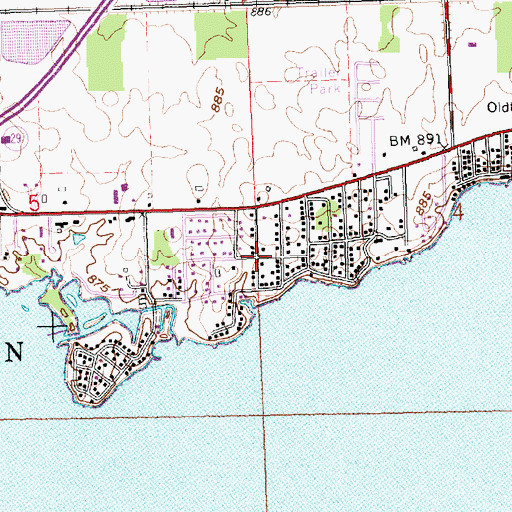 Topographic Map of Highland Park, OH