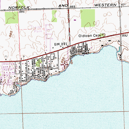 Topographic Map of Lakeland Beach, OH
