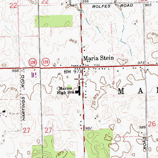 Topographic Map of Marion Elementary School, OH