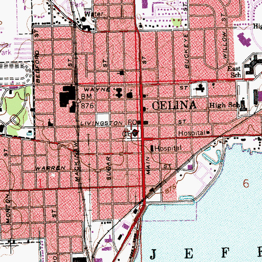 Topographic Map of Mercer County Courthouse, OH