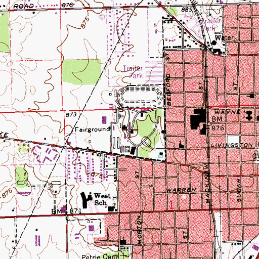 Topographic Map of Mercer County Fairgrounds, OH