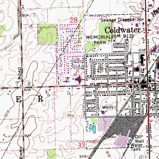 Topographic Map of Mercer County Community Hospital, OH